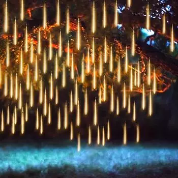 Светодиодная гирлянда из 8 трубок на солнечных батареях, метеоритный дождь, дождь, фея, водонепроницаемая сосулька, капли дождя, падающий снег, каскадное освещение