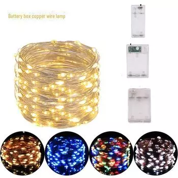 Светодиодная гирлянда из медной проволоки с волнистым шаром для внутреннего декора и подарков 1 meter 10 lights 2 battery box красный