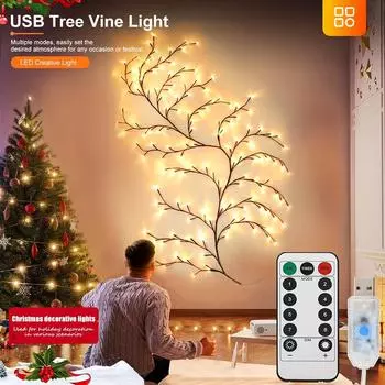 Светодиодная гирлянда на елку с питанием от USB - 72/96 светодиодных лампочек, 5,9 футов и 4,8 фута, 8 режимов с дистанционным управлением, теплое Рождество, Хэллоуин, 1.45m/4.8ft 72LED