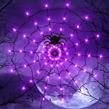 Светодиодная гирлянда на Хэллоуин, украшение для фестиваля призраков, украшение для вечеринки в доме с привидениями, атмосферный свет, паутина, красочный свет