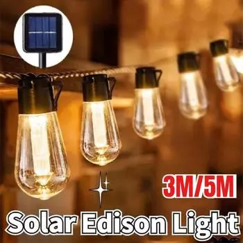Светодиодная гирлянда на солнечных батареях для улицы IP65, водонепроницаемая, рождественская, 20/30 лампочек, ретро-гирлянда для кемпинга, садовая вечеринка, волшебная лампа 7M-No bulbs