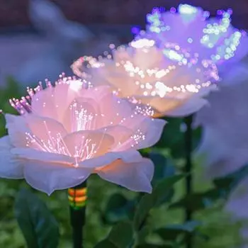 Светодиодная гирлянда на солнечных батареях Водонепроницаемая садовая уличная лампа на солнечных батареях Дворовая лужайка Ландшафтный забор Балкон Украшения Роза Дорожка Светильники 1 pcs шампанского