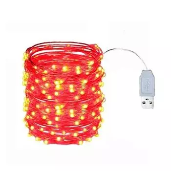 Светодиодная гирлянда на USB, медная/серебряная проволока, водонепроницаемая светодиодная гирлянда для Рождества, свадьбы, уличного украшения 1m-By USB