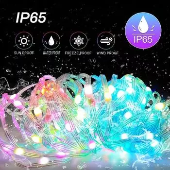 Светодиодная гирлянда RGB-IC USB Bluetooth и пульт дистанционного управления WS2812B, водонепроницаемая рождественская гирлянда для дома, свадьбы, вечеринки, декора 5M