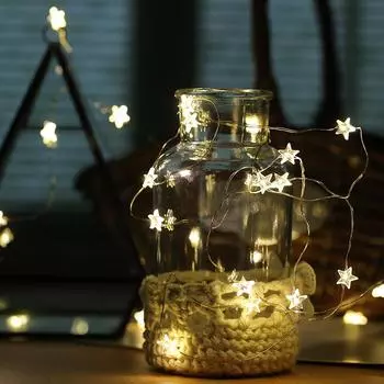 Светодиодная гирлянда со звездами и снежинками, подвески, гирлянды, светильники для спальни, сада, свадьбы, вечеринки, Рождества, Нового года, украшения 20leds