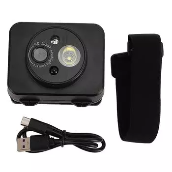 Светодиодная камера налобного фонаря 1080P 45 градусов, свободная регулировка, громкая связь, видеорегистратор для езды на велосипеде