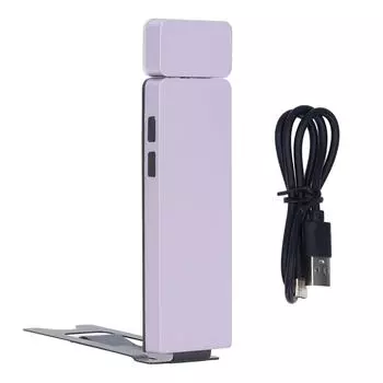 Светодиодная клипса для книг, 3 цветовых температуры, 4 уровня яркости, портативная перезаряжаемая закладка, фиолетовый