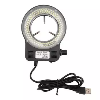 Светодиодная кольцевая лампа для микроскопа 144 светодиода 4 Вт 65007500 К 3200036000 лк Регулируемая яркость Питание от USB