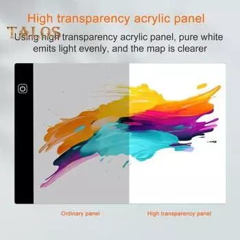 Светодиодная копировальная доска А4 Чертежная доска Трафареты для рисования Анимация Ультратонкий дизайн Копировальные инструменты с регулируемой яркостью A