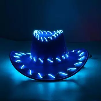 Светодиодная ковбойская шляпа с контроллером в стиле ретро-вестерн, светящаяся, регулируемая частота мигания, для вечеринок, ночных клубов, выступлений, фото-реквизита фиолетовый