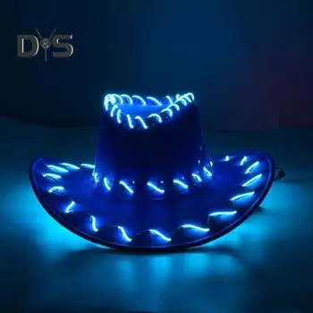 Светодиодная ковбойская шляпа с контроллером в стиле ретро-вестерн, светящаяся, регулируемая частота мигания, для вечеринок, ночных клубов, выступлений, фото-реквизита фиолетовый