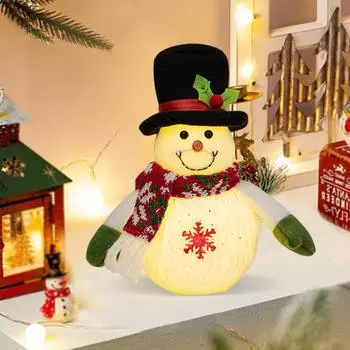 Светодиодная кукла-снеговик, светящийся снеговик, декоративный, работающий от батареек, светящийся плюшевый снеговик, милые светящиеся украшения для стола
