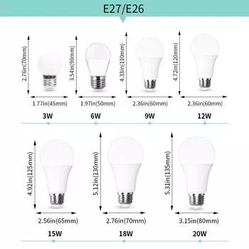 Светодиодная лампа 100-130 В E27 E26 E14 E12 Светодиодная лампа 3 Вт 6 Вт 9 Вт 12 Вт 15 Вт 18 Вт 20 Вт Lampara Lampada Светодиодная лампа Bombillas Светодиодное внутреннее освещение E26 100-130V&3W теплый белый