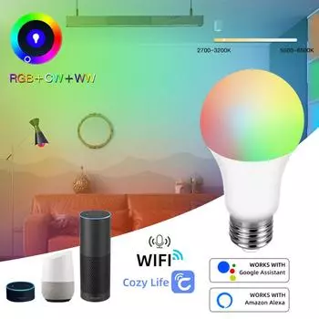 Светодиодная лампа 18 Вт 15 Вт 12 Вт RGB+WW+CW Wifi E27 Tuya Smart Home Led Lamp с Alexa Amazon Google Assistant