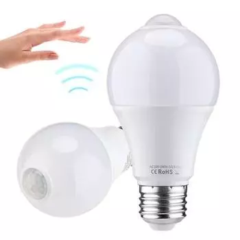 Светодиодная лампа 3000K/6500K Высокая яркость Не бликующая Термостойкая Простая установка Энергосберегающая 2 стиля Нерегулируемая лампа с датчиком движения PIR Warm light