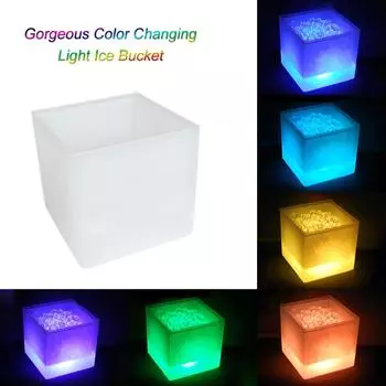 Светодиодная лампа большой емкости 3,5 л с ведром для льда квадратной конструкции с автоматическим изменением цвета, питание от батареи белый