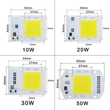 Светодиодная лампа COB, IP65, умная микросхема, не требующая драйвера, 10 Вт, 20 Вт, 30 Вт, 50 Вт, переменный ток 220 В, 110 В, светодиодная лампа-прожектор для самостоятельного монтажа, уличный чип Lam 220V 10W теплый белый