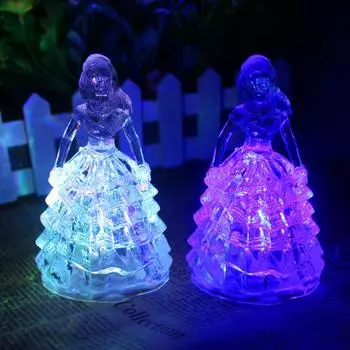 Светодиодная лампа Crystal Princess, меняющая цвет, рождественская ночная лампа, домашний декор стола multicolor lights