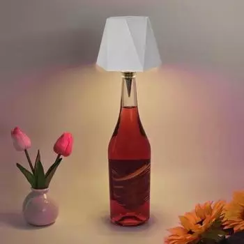 Светодиодная лампа для бутылки вина, 3 цвета, регулируемая яркость, аккумуляторная, беспроводная, с сенсорным управлением, настольная лампа, домашний офис чёрный