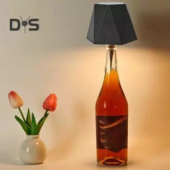 Светодиодная лампа для бутылки вина, 3 цвета, регулируемая яркость, аккумуляторная, беспроводная, с сенсорным управлением, настольная лампа, украшение для дома, офиса, бара, кафе чёрный