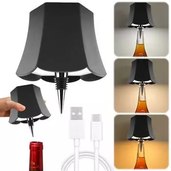 Светодиодная лампа для бутылок с USB-перезаряжаемым сенсорным управлением, настольная лампа для винных бутылок, освещение для ресторанов, баров и декор для праздничных вечеринок чёрный