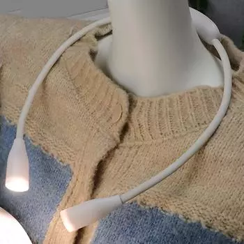 Светодиодная лампа для чтения на шее HandsFree, 3 уровня яркости, регулируемая светодиодная лампа для чтения на шее, гибкие ручки для сна и путешествий белый