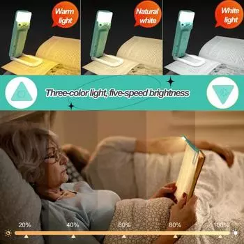 Светодиодная лампа для чтения с таймером. Суперяркая, без мерцания, с регулируемой яркостью, перезаряжаемая, 3 цвета. Светодиодная лампа с зажимом. белый