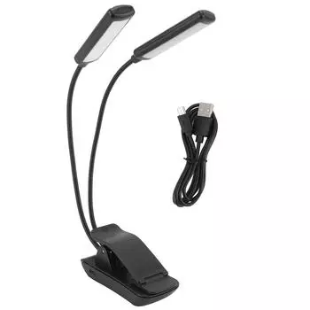 Светодиодная лампа для чтения USB с защитой глаз, вращающаяся на 360 градусов, с зажимом на гусиной шее, для учебы