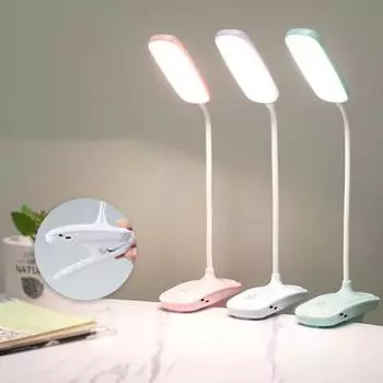 Светодиодная лампа для чтения, защита глаз, регулируемый шланг, гибкий дизайн, высокая яркость, отсутствие мерцания, перезаряжаемый зажим белый