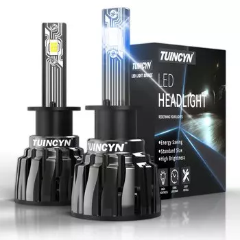 Светодиодная лампа для фар H1, TUINCYN +400% яркости, суперяркая, 80 Вт, 16000 лм, 6000 К, холодный белый, водонепроницаемая, упаковка из 2 шт.