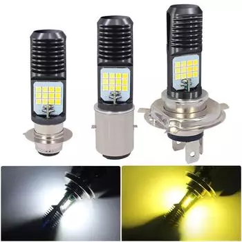 Светодиодная лампа для фар мотоцикла H4 BA20D PX15D 24SMD 3030 Высокая мощность, высокая яркость BA20D белый/жёлтый