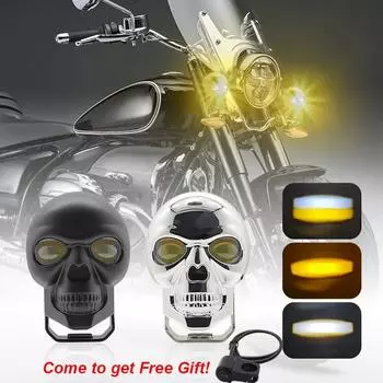 Светодиодная лампа для мотоцикла в форме черепа, водонепроницаемая лампа для электромобиля, фара для противотуманных фар, прожектор для мотоцикла
