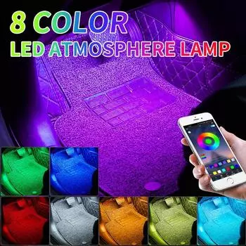 Светодиодная лампа для ног автомобиля, окружающее освещение, RGB, приложение USB, дистанционное управление музыкой, автомобильный интерьер, декоративные неоновые атмосферные огни