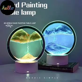 Светодиодная лампа для песка, художественная рамка с движущимся песком, RGB USB, песочные часы, 3D, глубокий морской пейзаж, дисплей в движении, украшение, ночник A