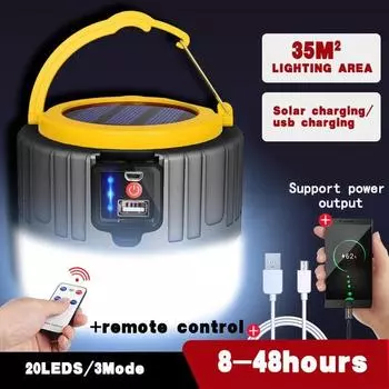 Светодиодная лампа для зарядки солнечной энергии, энергосберегающая лампа, лампа для ночного рынка, мобильная уличная лампа для кемпинга, отключения солнечной энергии, аварийное освещение чёрный