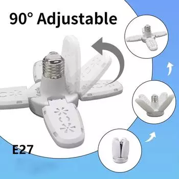 Светодиодная лампа E27 Ac 220V 110V 28W Fan Blade Складная светодиодная лампа с деформацией для домашнего потолка, панели, склада, гаража, белого прожектора AC 175V-265V