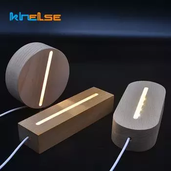 Светодиодная лампа из бука с USB-кабелем, простая, для 3D-акриловой доски, ночник своими руками, рождественские деревянные подарки, аксессуары Warm White