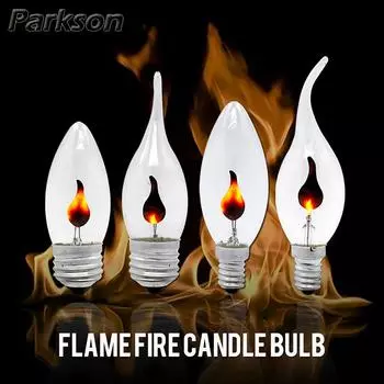 Светодиодная лампа Эдисона с мерцающим пламенем, свеча, эмуляция пожарного освещения, винтажное 3 Вт AC220V, хвост в стиле ретро, энергосберегающая лампа E14-Candle-T