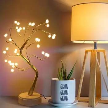 Светодиодная лампа Lecone для дерева, настольная светодиодная лампа для дерева бонсай, непрямое освещение, 36 светодиодов, ветка дерева, USB или питание, настольная лампа DIY для дерева, сенсорный выключатель, японский