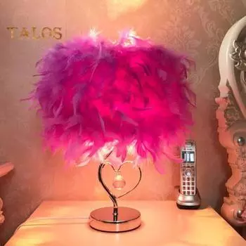 Светодиодная лампа на прикроватной тумбочке с подвесным светильником и устойчивым основанием, мягкий свет, кнопочный выключатель, романтический декор для спальни EU небесно-голубой