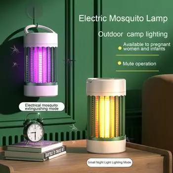 Светодиодная лампа от комаров Высоковольтная мощность без мерцания Безопасная в использовании Перезаряжаемая через USB электрическая лампа от комаров Fly Zapper Charging зелёный