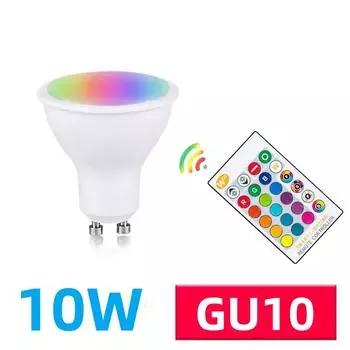 Светодиодная лампа RGB GU10 10 Вт переменного тока 85-265 В с дистанционным управлением, прожектор, цветная лампа с регулируемой яркостью для украшения гостиной, спальни