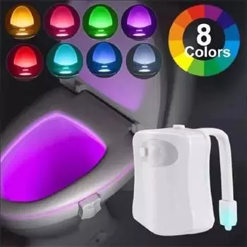 Светодиодная лампа RGB с интеллектуальным датчиком движения PIR, ночник для сиденья унитаза, водонепроницаемая подсветка унитаза, светодиодная лампа для ванной комнаты, туалета 8 Colors-1PC