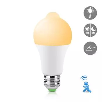 Светодиодная лампа с датчиком движения 12 Вт-20 Вт E27, безопасный ночник, AC85-265 В, энергетические фонари, светодиодные лампы PIR, ампула для декора 12W белый