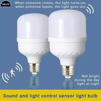 Светодиодная лампа с датчиком звука E27, голосовой датчик, энергосберегающая лампа высокой яркости для лестницы, дорожки, склада, сада 220 В 1 pcs