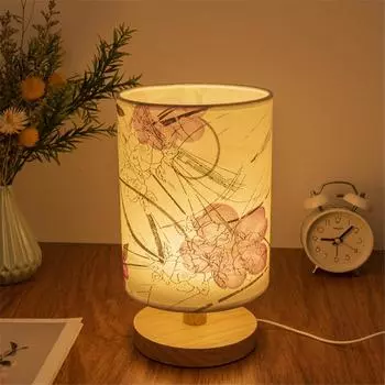 Светодиодная лампа с USB-разъемом на твердой деревянной основе Lotus Simple Nordic для спальни, настольная лампа для защиты глаз, прикроватная лампа белый