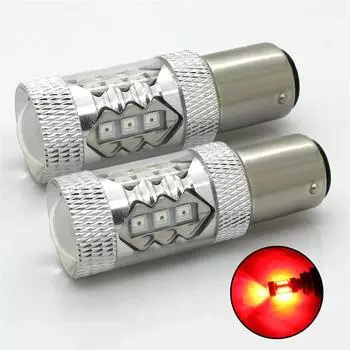 Светодиодная лампа стоп-сигнала для автомобиля 1157 2057 7528 BAY15D с 3030 SMD 80 Вт 1600 люмен Красный 2 шт.