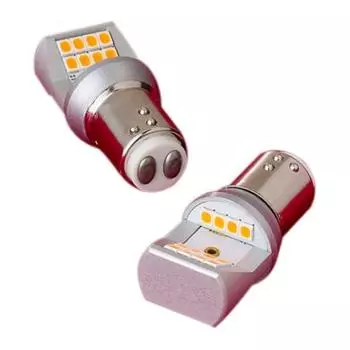 Светодиодная лампа VALENTI JEWEL MX сверхяркая 24 светодиода янтарная 800 лм S25 одинарный контакт угол градусов комбинированная 2 шт. 150/180 ML08-S25-AM янтарь