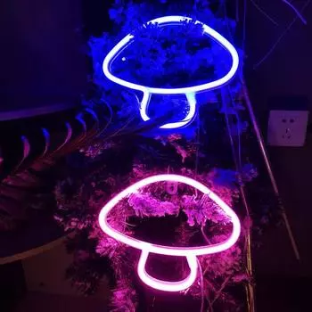 Светодиодная лампа Yousheng Mushroom Neon Sign LED USB/батарейное питание не бликующее без мерцания большое украшение для неоновой вывески розовый