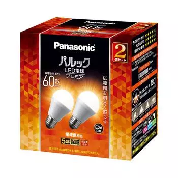 Светодиодная лампочка Panasonic Palook Диаметр цоколя эквивалентен лампочке 60 Вт 2 того же размера, что и у кварцевого стекла, совместима с изоляционной конструкцией закрытого типа для наружного применения